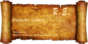 Radván Endre névjegykártya
